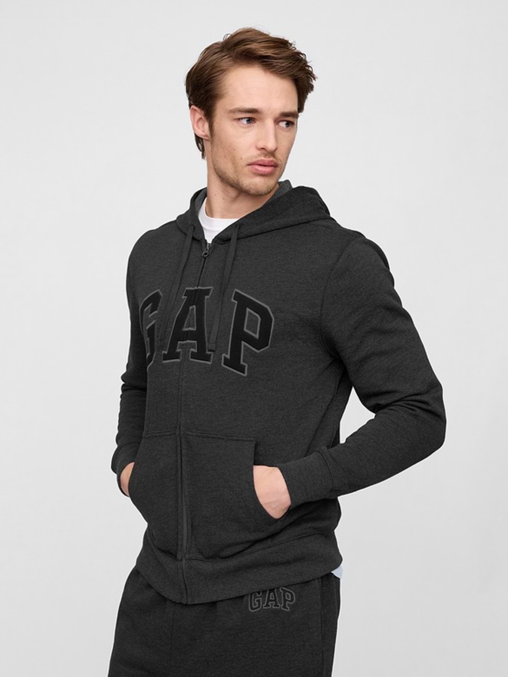 GAP Men's Dark Charcoal Zip Hoodie